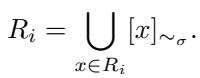 Equation showing that a regular classifier class R_i is a union of equivalence classes.