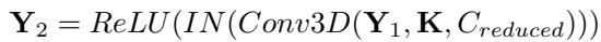 Equation for the second convolution layer in the block.