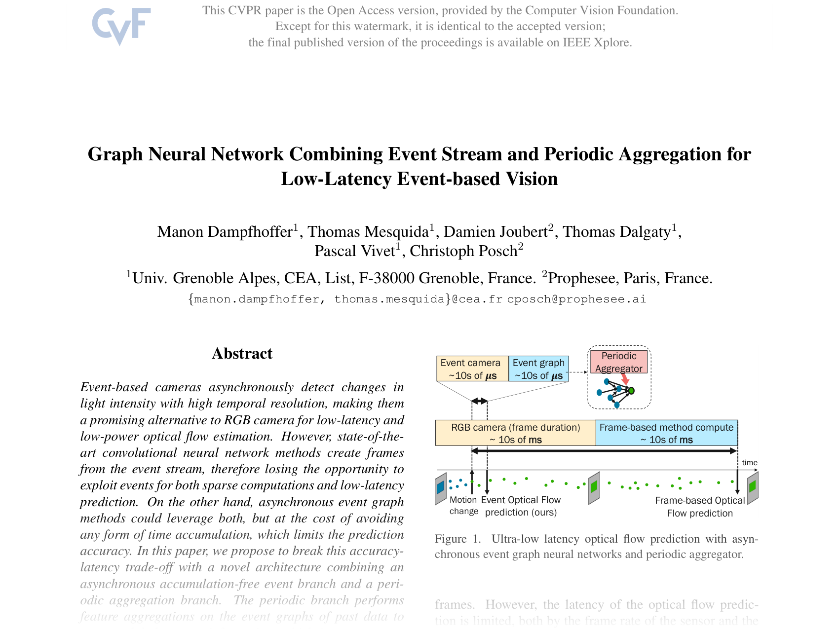 [Graph Neural Network Combining Event Stream and Periodic Aggregation for Low-Latency Event-based Vision 🔗](https://openaccess.thecvf.com/content/CVPR2025/papers/Dampfhoffer_Graph_Neural_Network_Combining_Event_Stream_and_Periodic_Aggregation_for_CVPR_2025_paper.pdf)