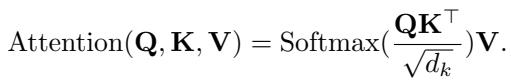 Equation for the Scaled Dot-Product Attention.