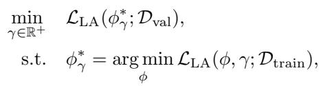 Bi-level optimization equation showing inner and outer loops.