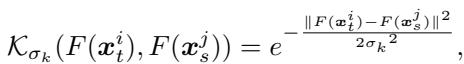 Equation showing the Gaussian kernel function.