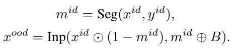 Equation for segmentation and inpainting to create OOD samples.