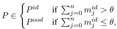 Equation determining if a patch is ID or OOD based on the mask.