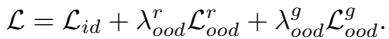 Final loss equation combining ID, Region OOD, and Global OOD losses.