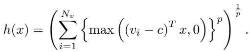 Equation 2: The support function modified to include a center variable c.
