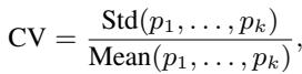 Equation for Coefficient of Variation (CV) used to measure prediction bias.