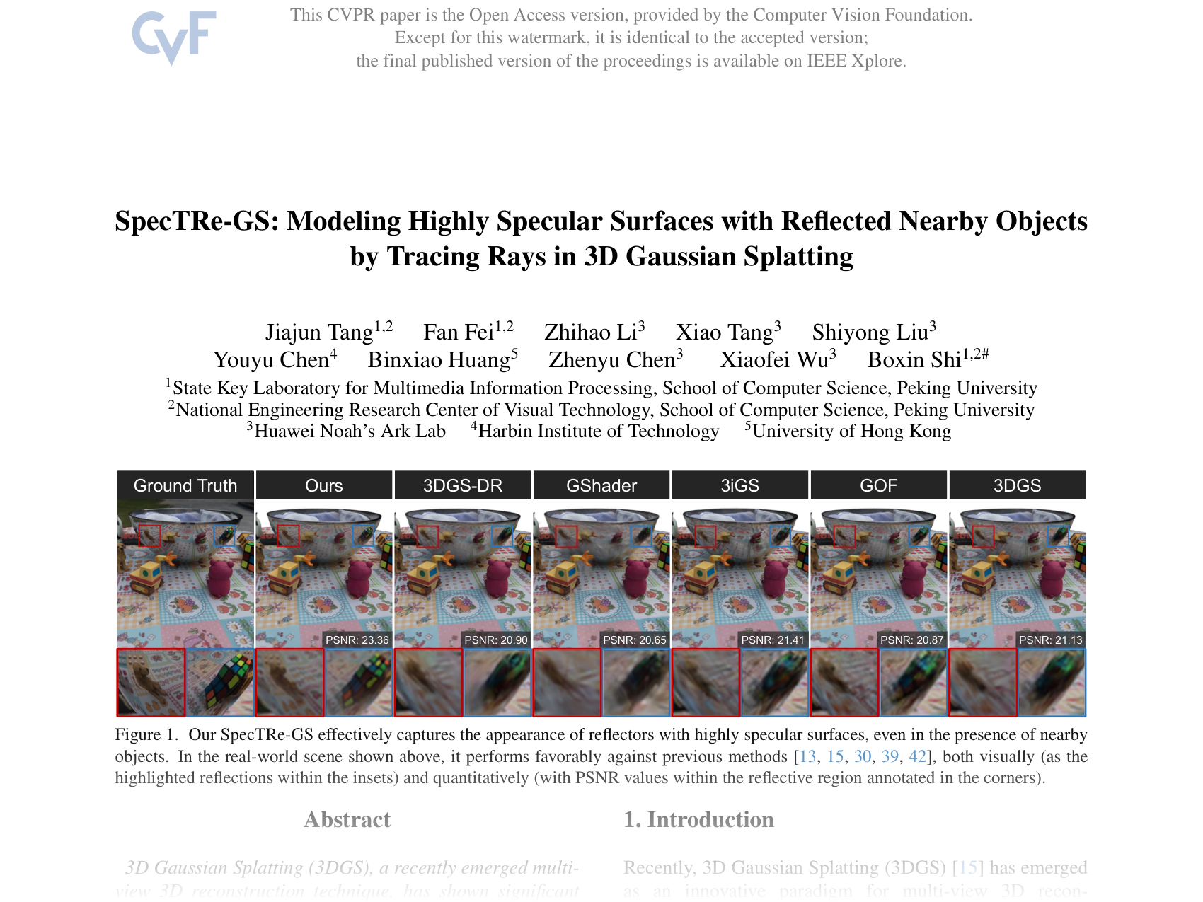 [SpecTRe-GS: Modeling Highly Specular Surfaces with Reflected Nearby Objects by Tracing Rays in 3D Gaussian Splatting 🔗](https://openaccess.thecvf.com/content/CVPR2025/papers/Tang_SpecTRe-GS_Modeling_Highly_Specular_Surfaces_with_Reflected_Nearby_Objects_by_CVPR_2025_paper.pdf)