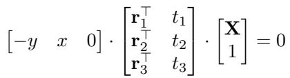 Equation 5: The 1D radial constraint for uncalibrated points.
