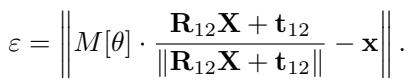 Equation 7: Full reprojection error for the calibrated region.