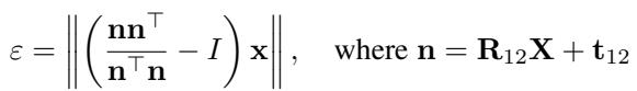 Equation 8: Radial error for the uncalibrated region.