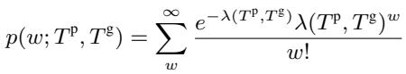 Equation 22: Poisson distribution model for observing w matches between templates.