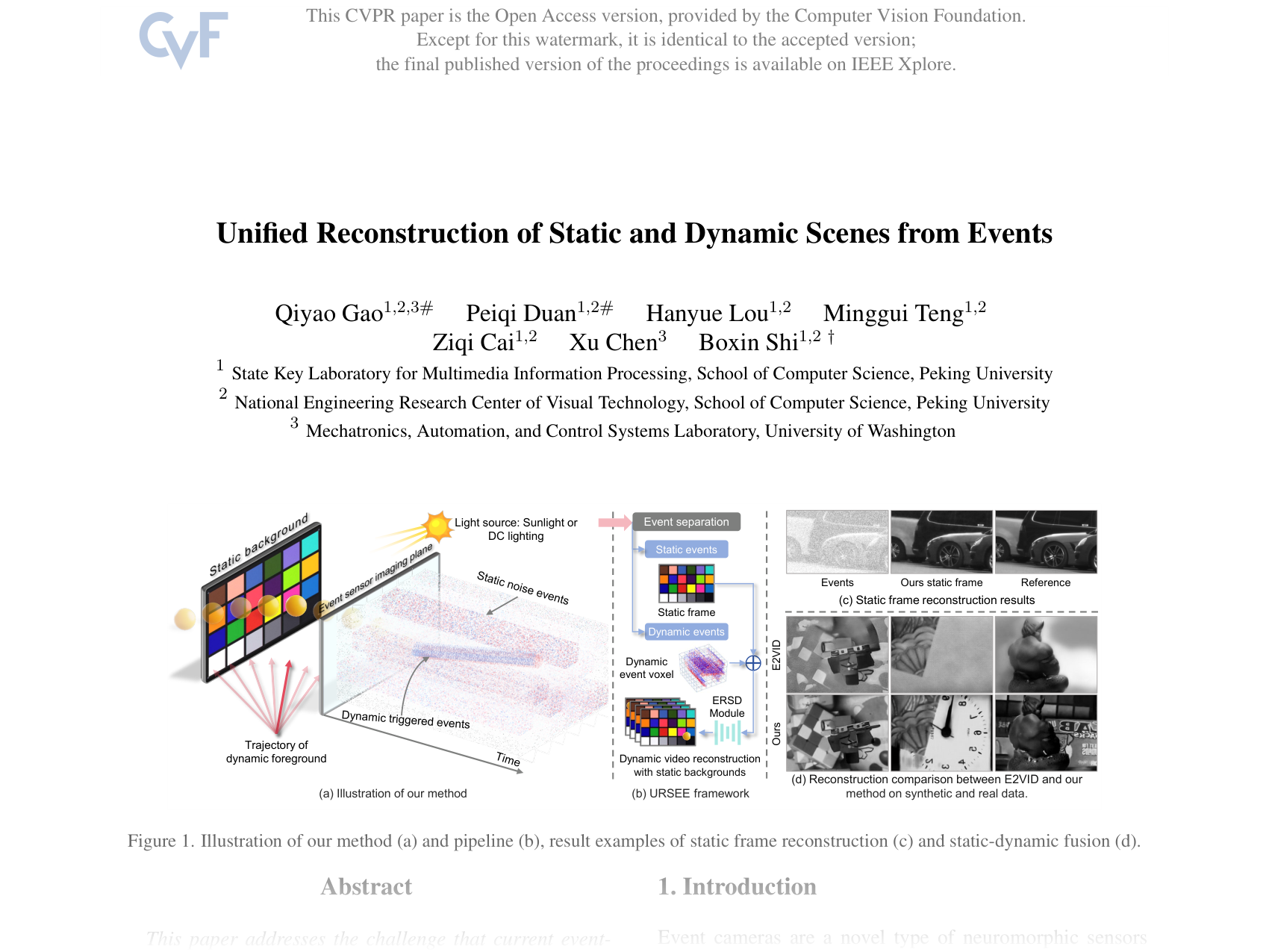 [Unified Reconstruction of Static and Dynamic Scenes from Events 🔗](https://openaccess.thecvf.com/content/CVPR2025/papers/Gao_Unified_Reconstruction_of_Static_and_Dynamic_Scenes_from_Events_CVPR_2025_paper.pdf)