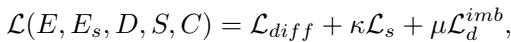 Equation 12: Total Loss Function combining diffusion, supervised, and causal terms