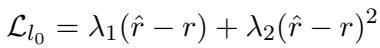 Equation for the L0 regularization loss with Lagrangian multipliers.