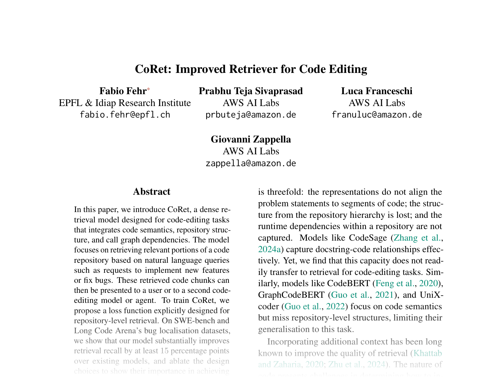 [CoRet: Improved Retriever for Code Editing 🔗](https://aclanthology.org/2025.acl-short.62.pdf)