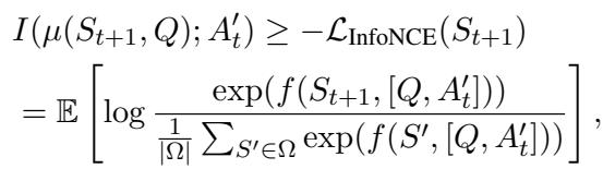 Equation 6: The InfoNCE lower bound for mutual information estimation.