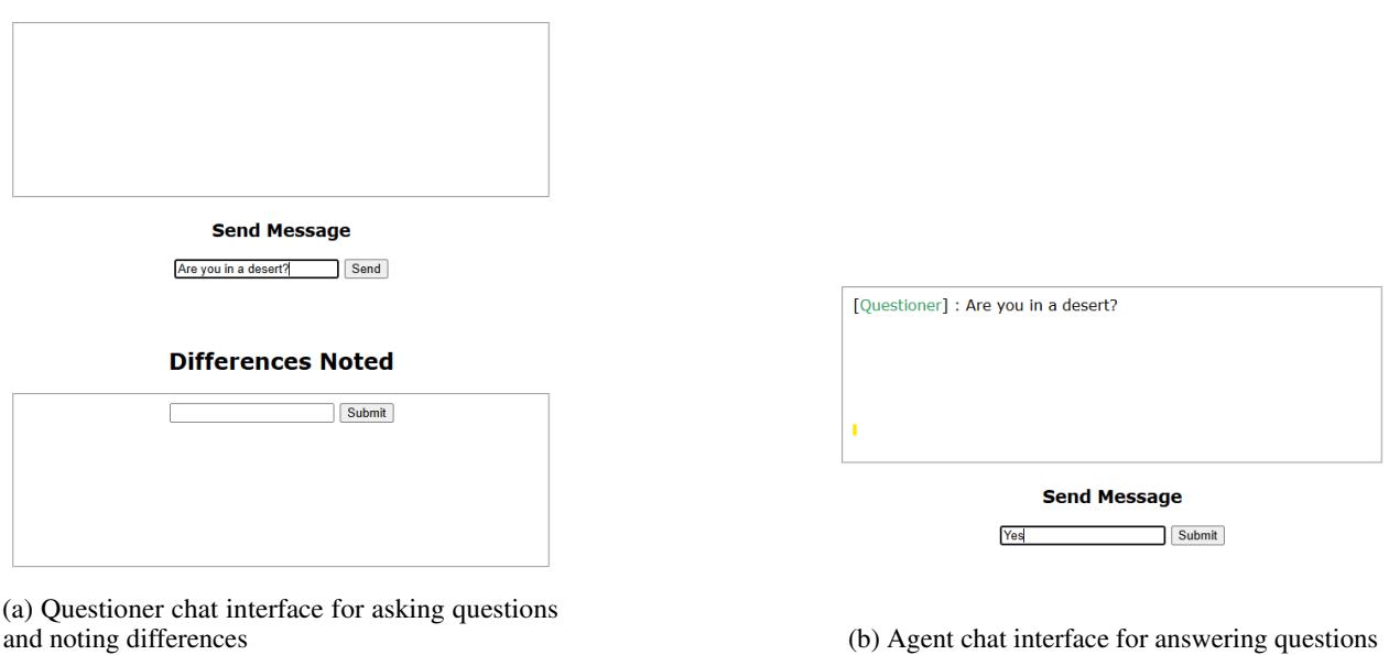 Chat interface for the spot-the-difference game.