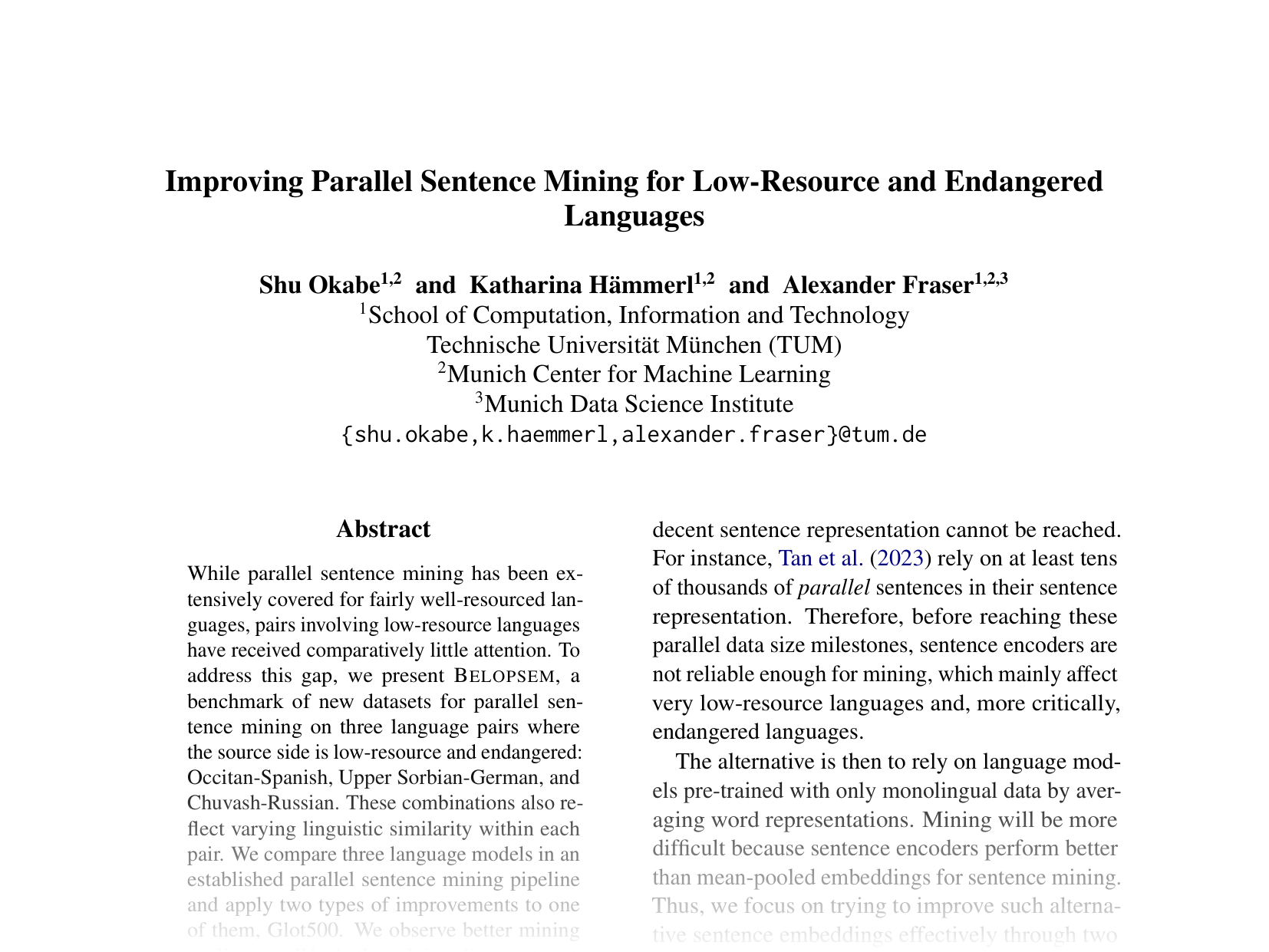 [Improving Parallel Sentence Mining for Low-Resource and Endangered Languages 🔗](https://aclanthology.org/2025.acl-short.17.pdf)