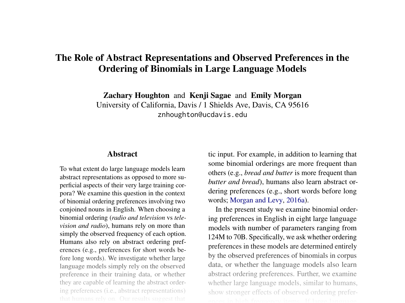 [The Role of Abstract Representations and Observed Preferences in the Ordering of Binomials in Large Language Models 🔗](https://aclanthology.org/2025.acl-short.55.pdf)