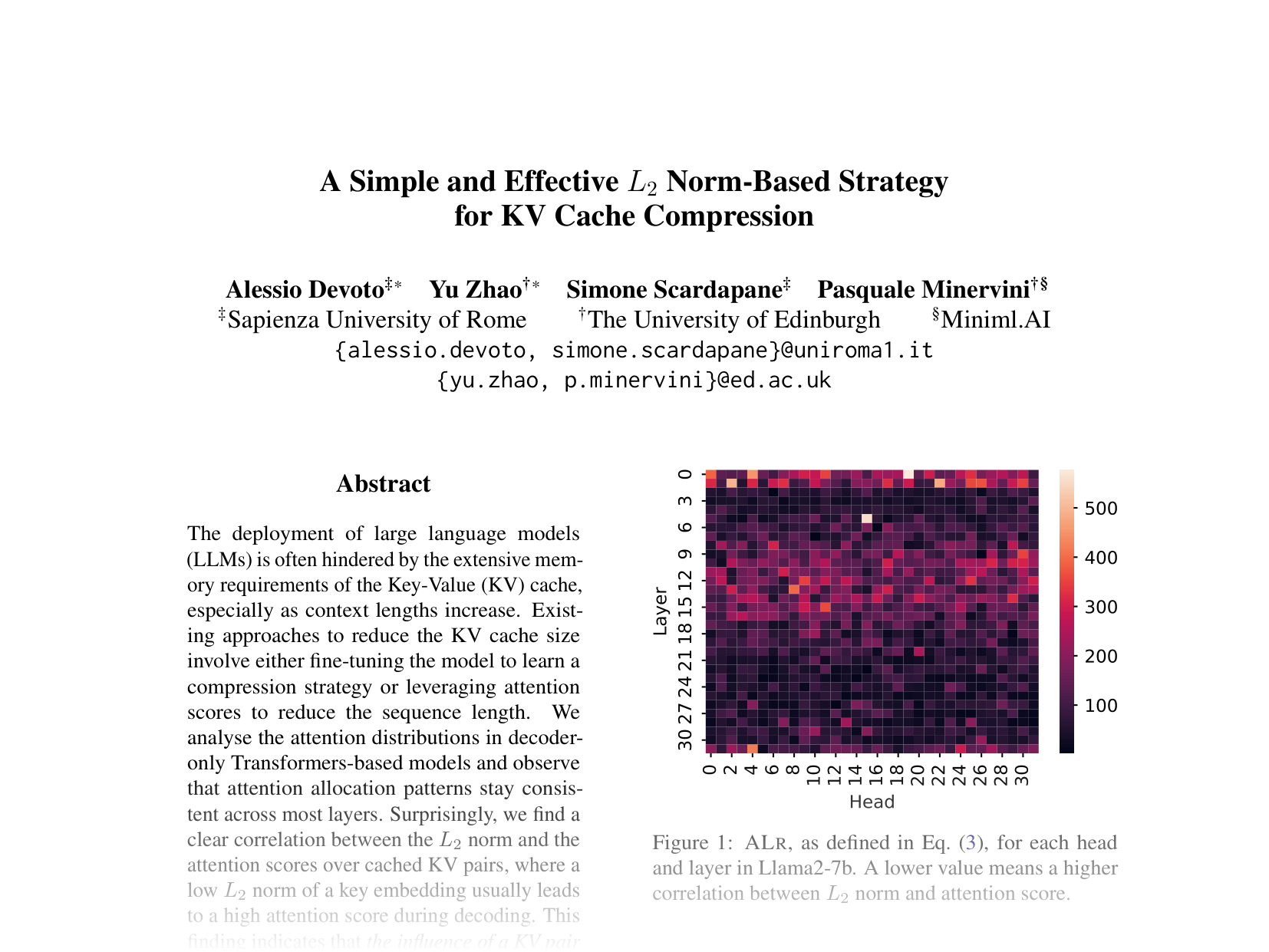 [A Simple and Effective L2 Norm-Based Strategy for KV Cache Compression 🔗](https://aclanthology.org/2024.emnlp-main.1027.pdf)