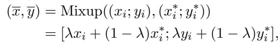 显示 Mixup 插值的公式。