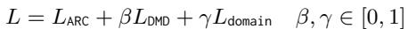 显示总损失为 ARC、DMD 和领域损失之和的方程。