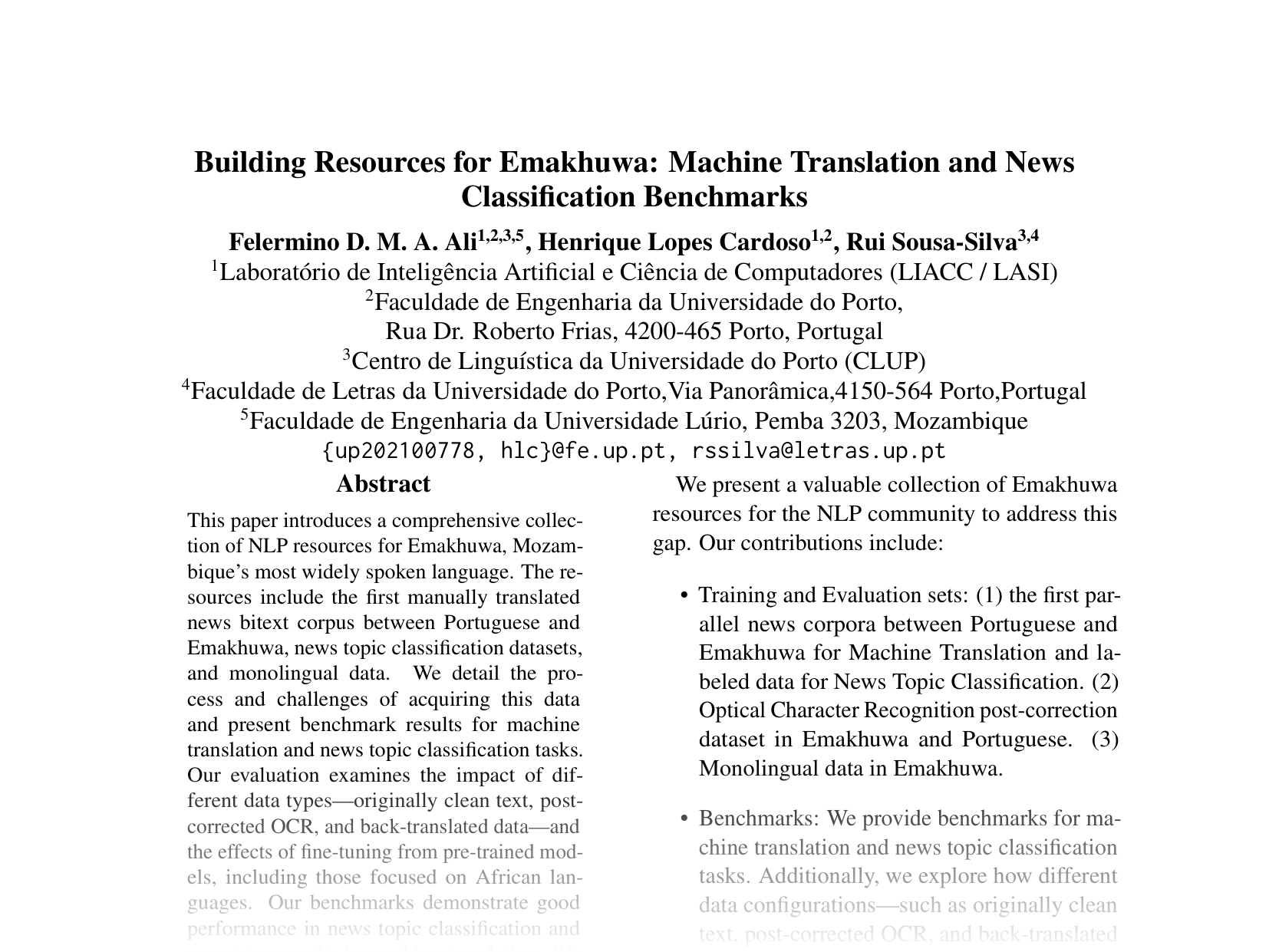 [Building Resources for Emakhuwa: Machine Translation and News Classification Benchmarks 🔗](https://aclanthology.org/2024.emnlp-main.824.pdf)