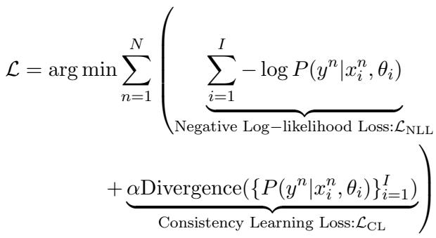 结合负对数似然和一致性学习散度的通用损失函数。