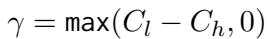 () \\gamma = \\mathsf { m a x } ( C _ { l } - C _ { h } , 0 ) ()