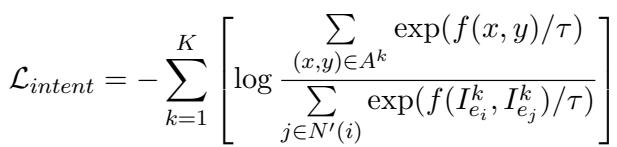 Equation 15: Intent-Level Contrastive Loss