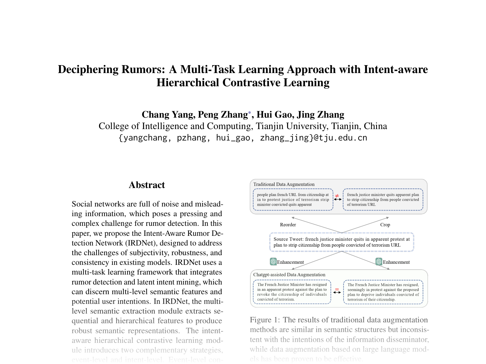 [Deciphering Rumors: A Multi-Task Learning Approach with Intent-aware Hierarchical Contrastive Learning 🔗](https://aclanthology.org/2024.emnlp-main.256.pdf)