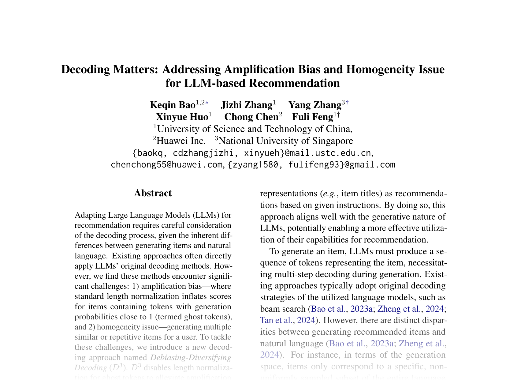 [Decoding Matters: Addressing Amplification Bias and Homogeneity Issue for LLM-based Recommendation 🔗](https://aclanthology.org/2024.emnlp-main.589.pdf)