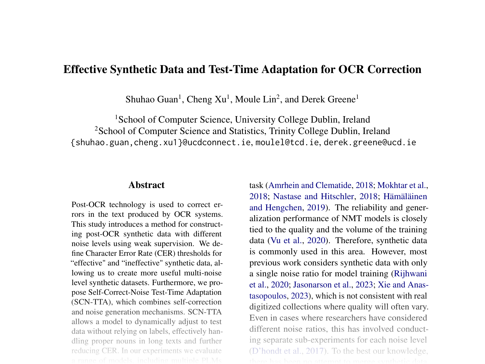 [Effective Synthetic Data and Test-Time Adaptation for OCR Correction 🔗](https://aclanthology.org/2024.emnlp-main.862.pdf)