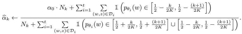 alpha hat k 的更新规则。
