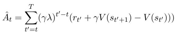 Equation 2: Generalized Advantage Estimation