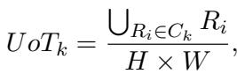 全图并集比 (UoT) 方程，测量总图像面积被覆盖的程度。