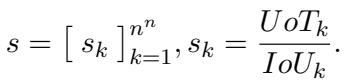 评分向量 s 的方程，定义为 UoT 除以 IoU。