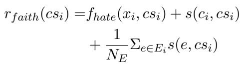 多维度忠实性奖励公式,将立场检测和相似度得分相加。