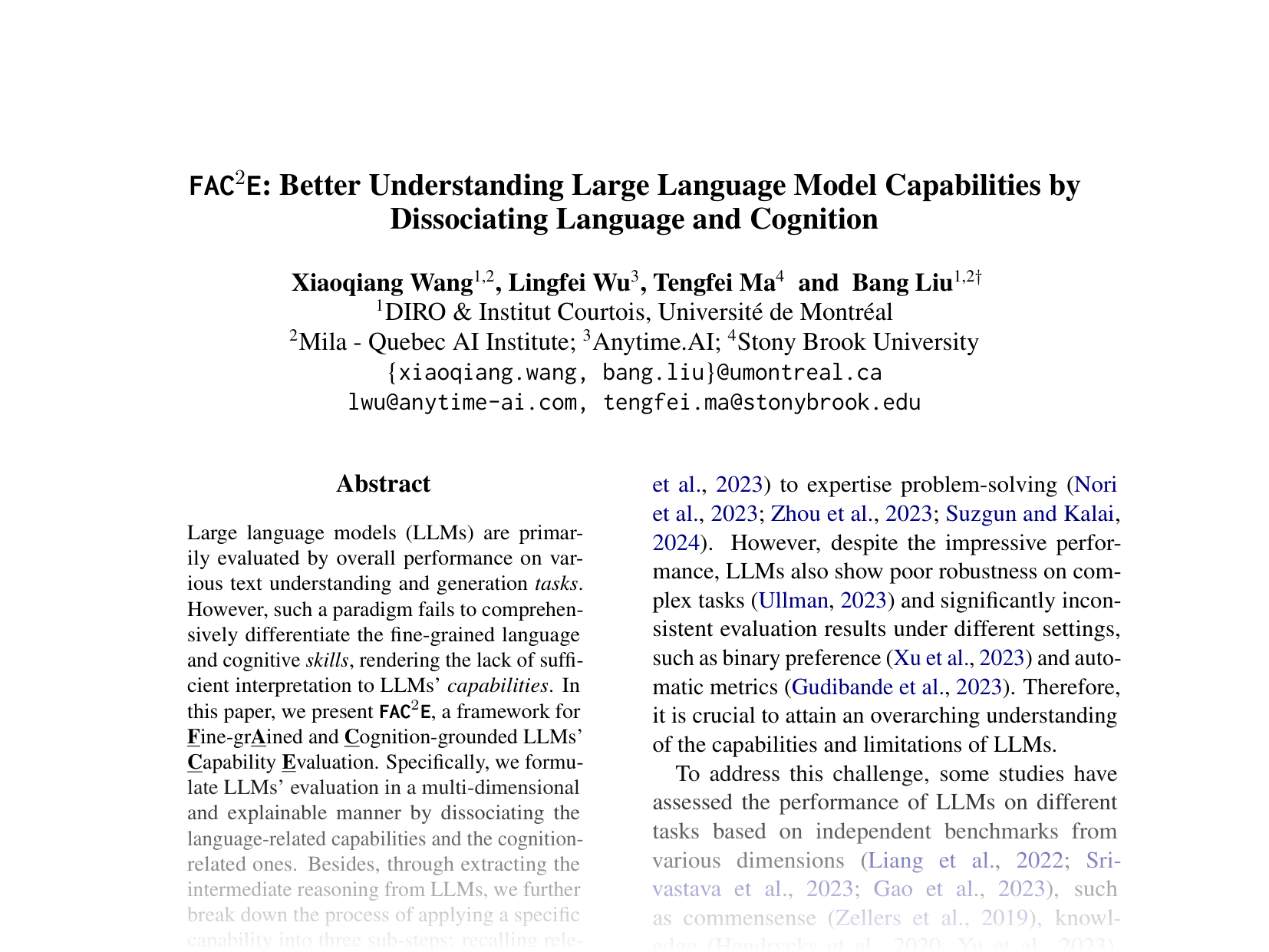 [FAC2E: Better Understanding Large Language Model Capabilities by Dissociating Language and Cognition 🔗](https://aclanthology.org/2024.emnlp-main.734.pdf)