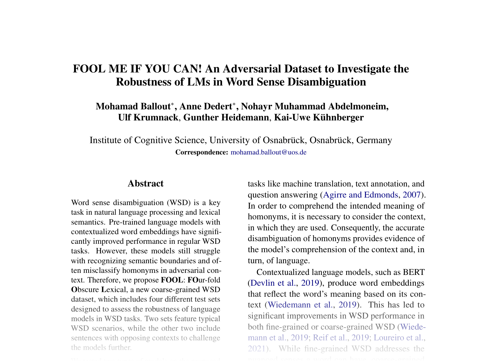 [FOOL ME IF YOU CAN! An Adversarial Dataset to Investigate the Robustness of LMs in Word Sense Disambiguation 🔗](https://aclanthology.org/2024.emnlp-main.290.pdf)