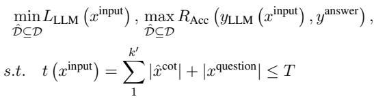 方程 2: 结合损失、准确率和 token 约束的优化目标函数。