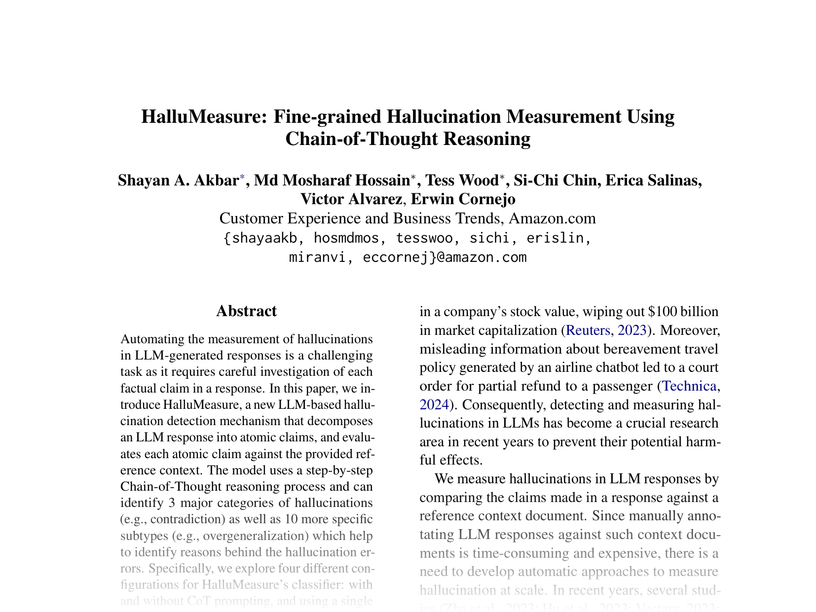 [HalluMeasure: Fine-grained Hallucination Measurement Using Chain-of-Thought Reasoning 🔗](https://aclanthology.org/2024.emnlp-main.837.pdf)