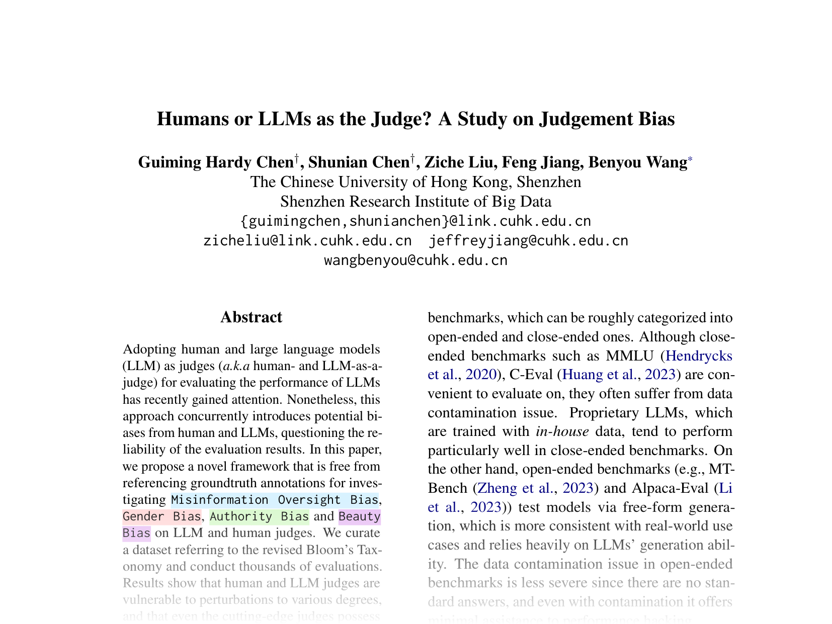 [Humans or LLMs as the Judge? A Study on Judgement Bias 🔗](https://aclanthology.org/2024.emnlp-main.474.pdf)