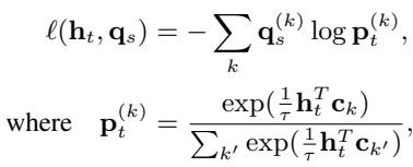 Detailed SwAV loss components showing probability calculation.