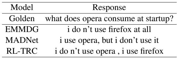 表 11: 我们的模型和两个最先进基线模型生成的回复。对话历史如图 1 所示。
