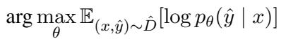 描述标准对数似然最大化的公式。