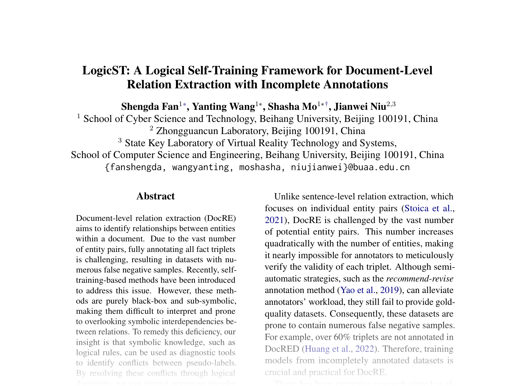 [LogicST: A Logical Self-Training Framework for Document-Level Relation Extraction with Incomplete Annotations 🔗](https://aclanthology.org/2024.emnlp-main.314.pdf)