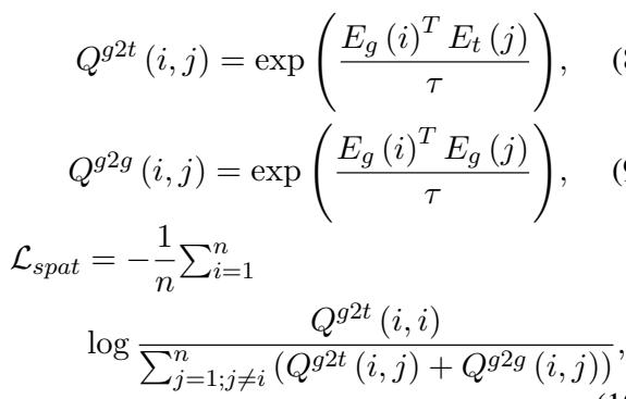 使用对比学习的空间相似性损失公式。