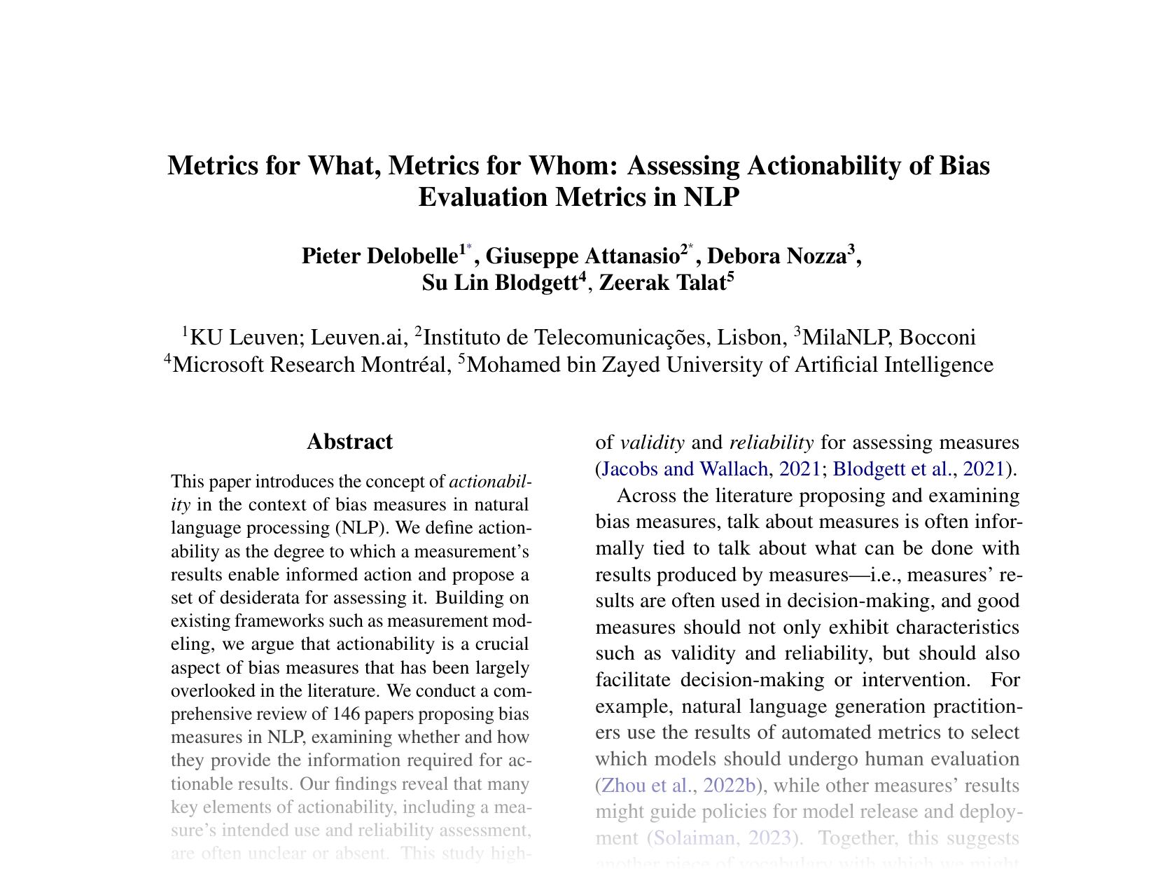 [Metrics for What, Metrics for Whom: Assessing Actionability of Bias Evaluation Metrics in NLP 🔗](https://aclanthology.org/2024.emnlp-main.1207.pdf)